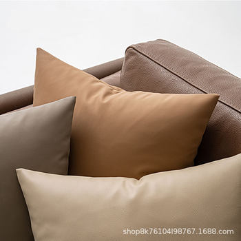 High-weight imitation cowhide high-end pillow sofa living room pillow case car pu leather waist large back cushion wholesale