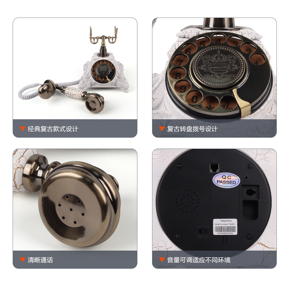 跨境复古电话机按键式電話固定座机客房办公家用酒店仿古电话厂家
