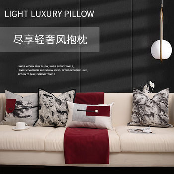 Light Luxury Living Room Sofa Pillow Red Cushion Lumbar Pillow Villa Hotel Bedside Red High-End Soft Decoration