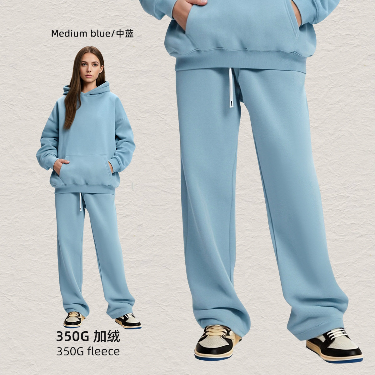 彩象岛男装丨秋冬卫衣男士连帽衫宽松加绒美式潮牌350g连帽卫衣男