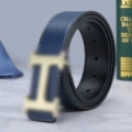 Lychee pattern blue-gold buckle