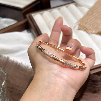 New Chinese Style Simple Design New Diamond-Encrusted Bamboo Bracelet for Women, High-End, Versatile and Temperament Bracelet Wholesale
