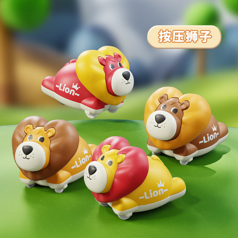 按压式动物回力车儿童小汽车男孩1-2岁3男童宝宝耐摔车子小孩玩具