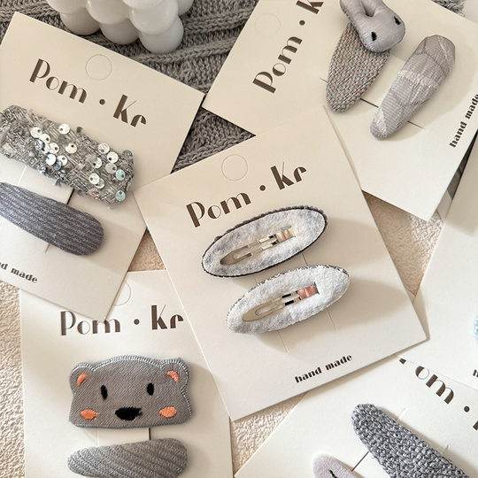 Korean style simple high-grade gray cartoon rabbit polka dot five-pointed star baby hairpin sweet cute all-match hair accessories