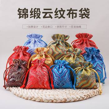 Factory wholesale brocade bag text play bag plate bead bag jewelry bag storage bag drawstring handmade brocade bag