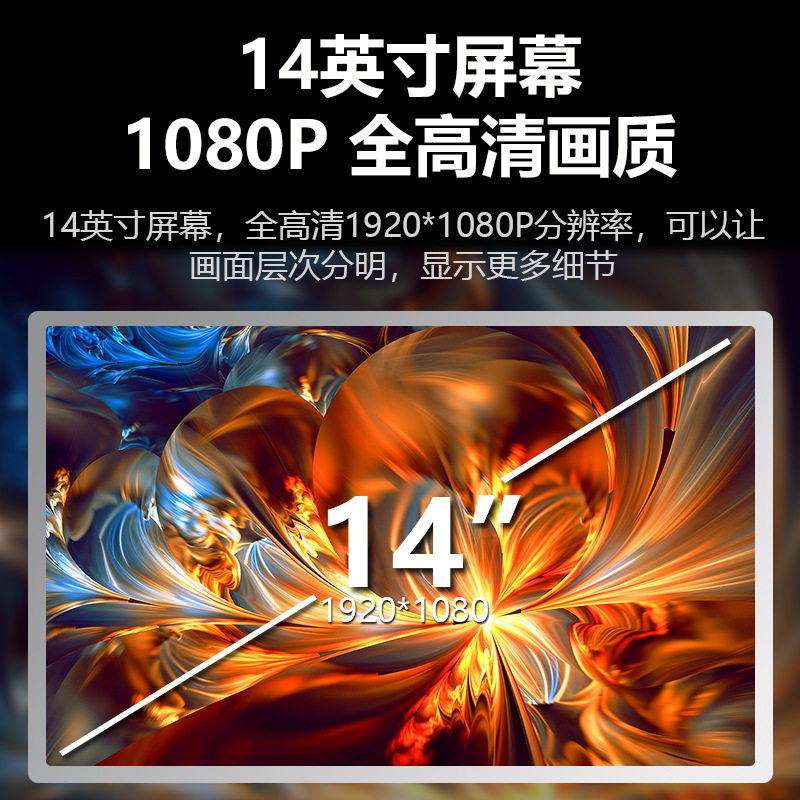 14inch Dual-Screen Portable Monitors Lcd Screen Laptop HDMI Display