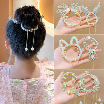 Hanfu headdress children's balls hair buckle antique girl's horse skirt grip clip new Chinese hair accessories little girl's hair clip