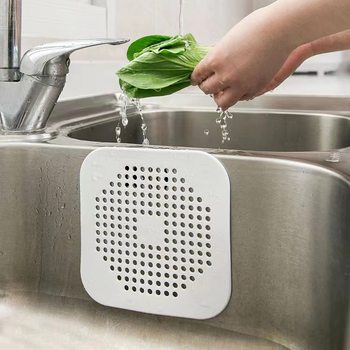 Kitchen Sink Filter Sewer Hair Filter Bathroom Hair Suction Cup Multi-Functional Cross-Border Square Convenient