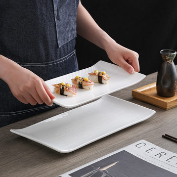 White Ceramic Plate Rectangular Sashimi Plate Commercial Hotel Western Food Plate Household Dumpling Plate Foreign Trade Cross-border