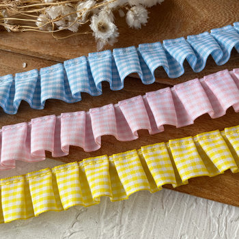 2.5cm Plaid Lace Accessories Handmade DIY Material Clothing Decoration Ruffled Phone Case Doll Skirt