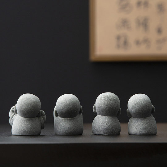 Creative Four Small Monk Home Decoration Desktop Tea Pet Decoration Micro Landscape Landscaping Crafts Gift
