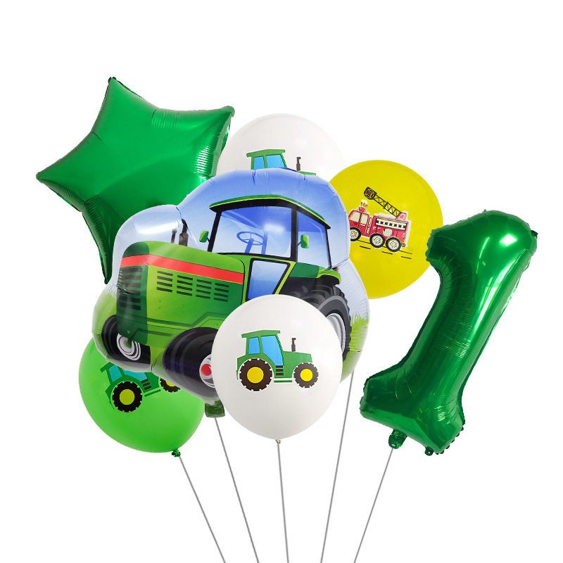 Car Birthday Party Digital Aluminum Film Balloon Transportation Tractor Agricultural Machine Styling Decorative Supplies