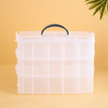 Fixed Large Three-Layer Transparent Portable Plastic Storage Box Jewelry Toy Storage Accessories Cosmetic Lego Box