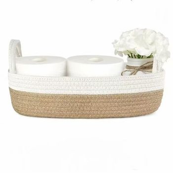 Amazon Simple Cotton Rope Woven Storage Basket Fresh Household Large-Capacity Storage Basket Snack Toy Sundry Basket