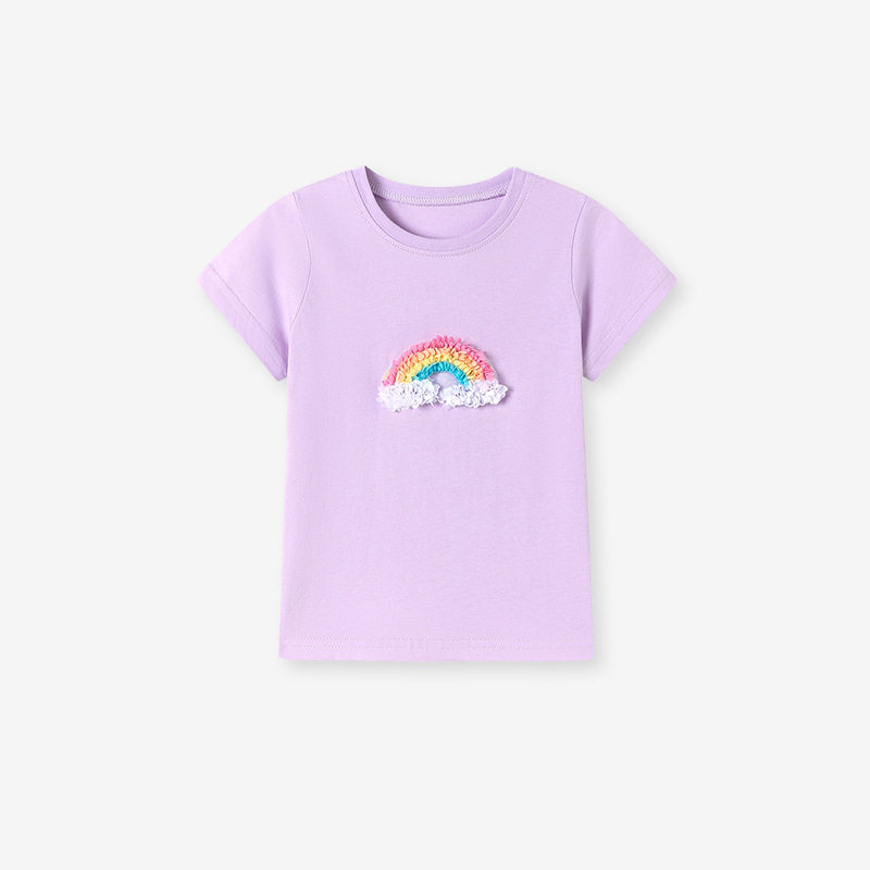 Summer Short-sleeve Girls' T-shirt, Cute Sweet Kids' Top, Cotton Breathable Baby Clothes