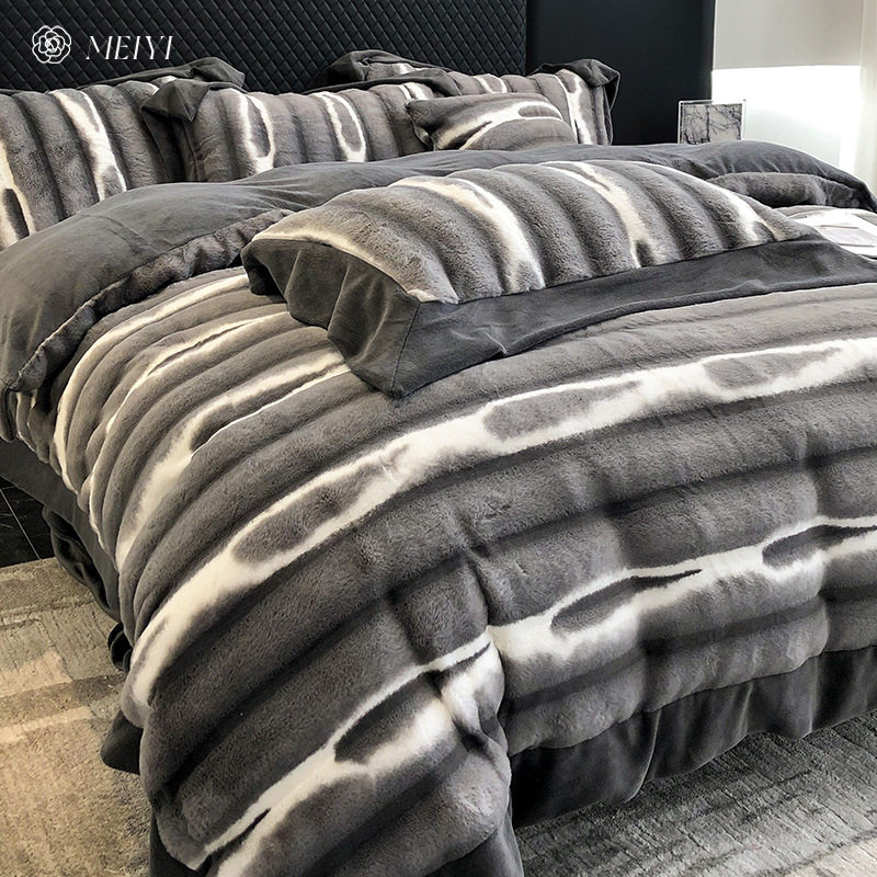 Thickened 10kg A winter milk velvet four-piece set 2023 new Danish mink fleece-lined bedding 1.8