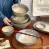 Japanese Ceramic Tableware Set Bowls and Plates Underglaze Color Household Rice Bowls High-End Dish Plates Noodle Bowls Salad Bowls Soup Bowls