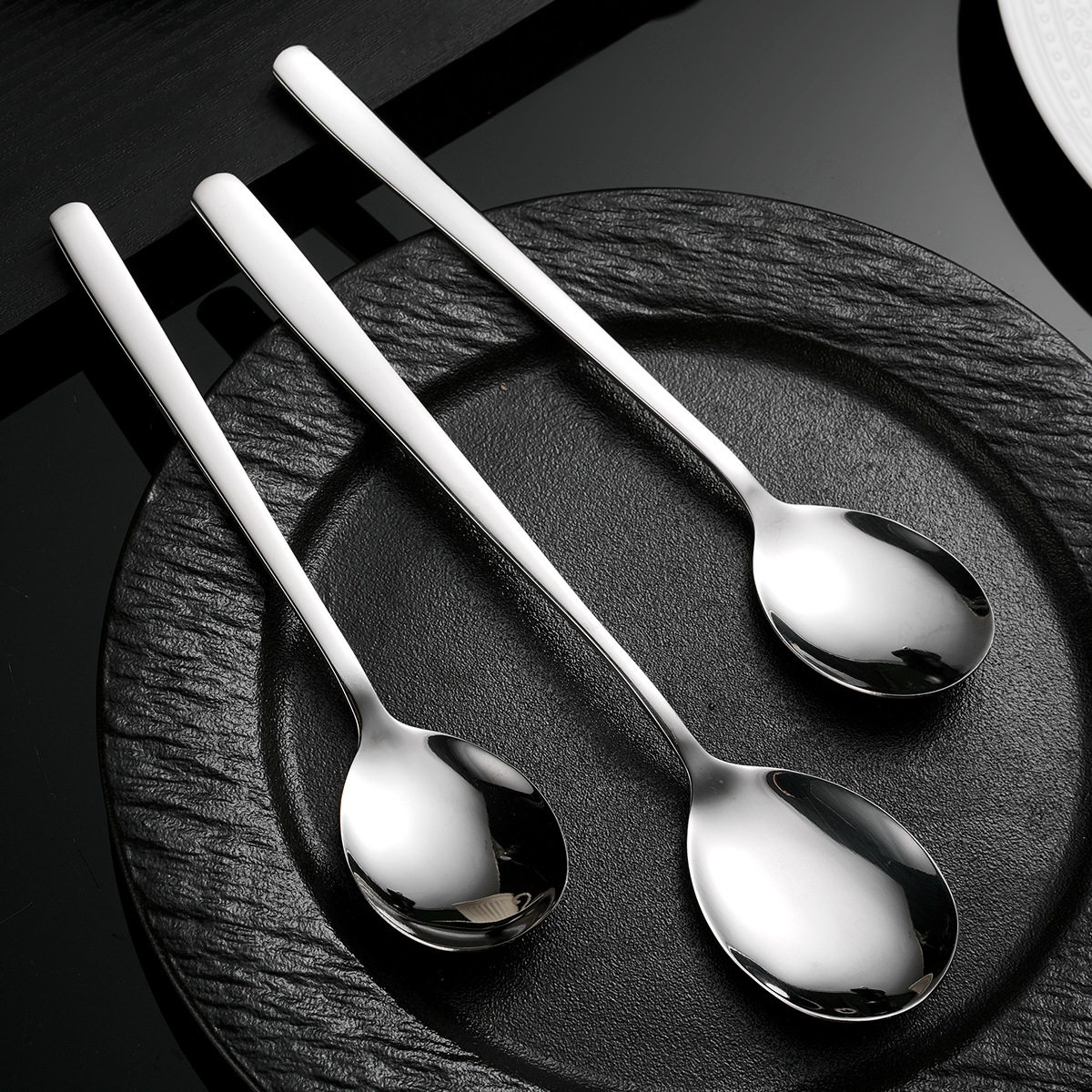 Thickened Korean-Style Spoon 304 Stainless Steel Spoon Thickened Stirring Ice Spoon Coffee Spoon Household Dining Spoon Factory Wholesale