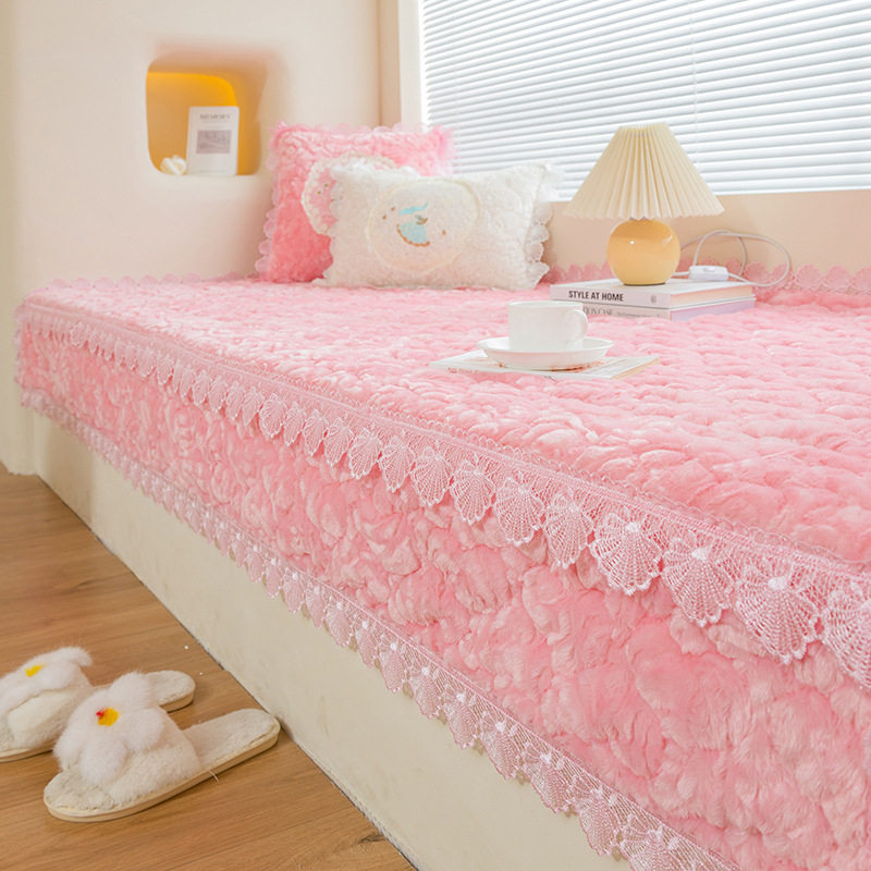 Rose Velvet Carpet Bedroom Bay Window Mat Thickeneded Ins Style Scandinavian Popular Room Master Bedroom Window Sill Autumn and Winter Mat