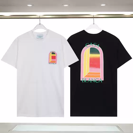 Casablanca Casablanca 24 spring and summer new gradient arch letter logo print plus size T-shirt