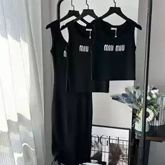 MM24 Spring Summer New Fashion Jacquard Letter Elegant Slim-Fit Knit Tank Top Series for Women