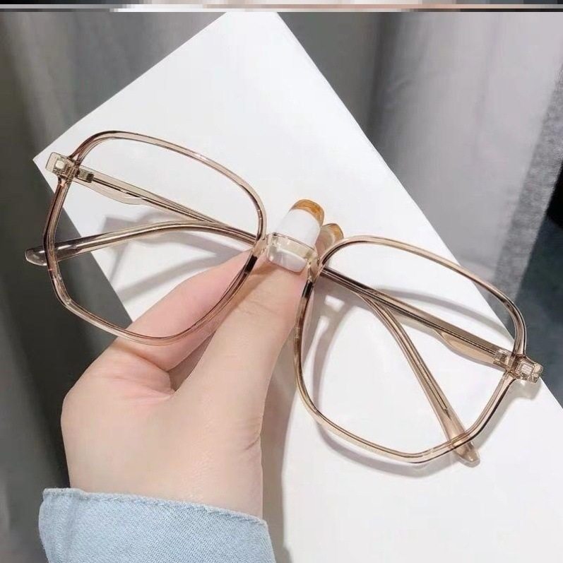 2024 new trendy large frame anti-blue light plain glasses small red book same polygon myopia finished glasses frame
