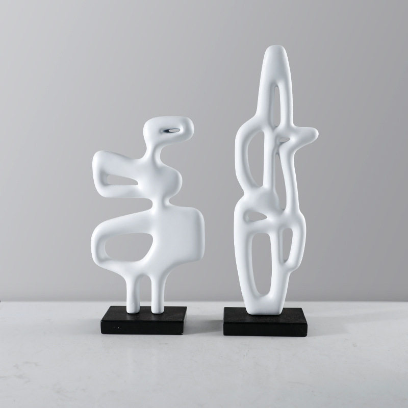 现代简约黑色不规则树脂摆件客厅样板房家居饰品室内软装装饰摆设