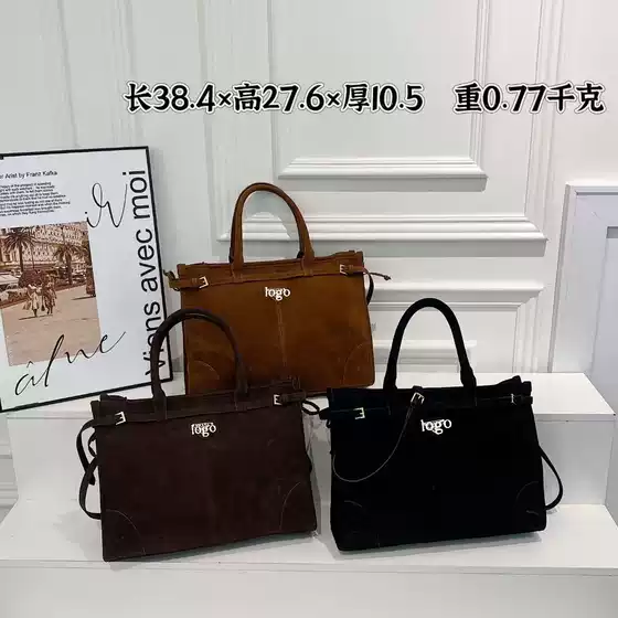 Spring and Autumn Tote Bag Lus Solf Handheld Underarm Crossbody Bag Suede Retro Bag Commuting Easiest for Match Bag Cross-Border