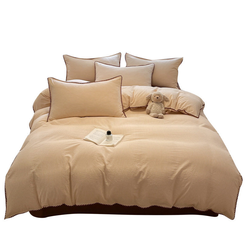 Spring Cotton Four-piece Set Class A Shell Edge Cotton Quilt Cover Nantong Bedding Wash Cotton Bed Sheet Three-piece Set