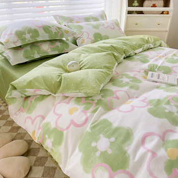 100 cotton four-piece set fresh cotton dormitory three-piece quilt cover fitted sheet bedding gift wholesale