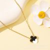 Lucky Necklace Girls' Double-sided 13MM Four-leaf Clover Necklace Titanium Steel 18K Gold Simple Pendant Light Luxury Cyber Celebrity Collarbone