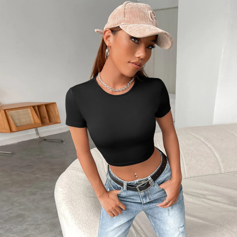 Womens Sexy Backless Short Sleeve Knit T Shirt Slim Fit Casual Style Spring Summer Collection Wholesale Available