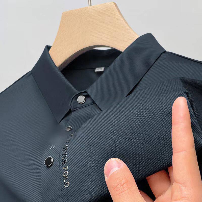 2025夏季新款男士跨境欧版翻领无痕透气时尚潮流短袖T恤POLO衫