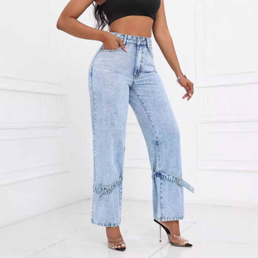 High Waisted Loose Fit Straight Leg Jeans Womens Denim Trousers Casual Wear for Everyday Use Wholesale Available