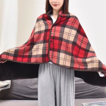 Thickened Shawl Blanket with Buckle, Fashionable Dual-Purpose Shawl Blanket, Office Nap Blanket, Drop Shipping
