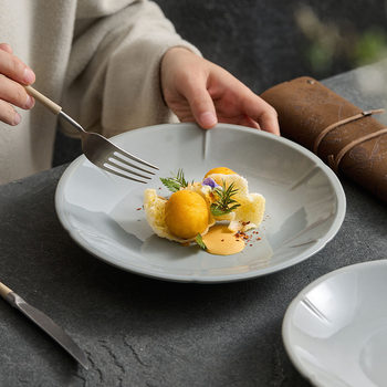 In tHe Mountains and Rivers. 23*H3.8 Sunflower Plate Molecular Cuisine Ceramic Plate Creative Tableware Steak Plate DisH WHolesale