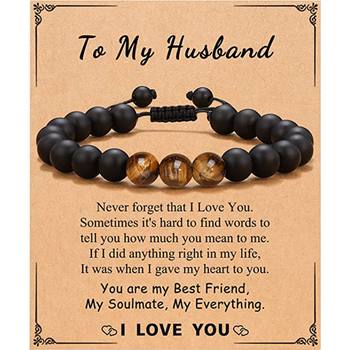 Gift bracelet anniversary birthday Christmas gift for boyfriend son husband lover Tiger Eye Stone black frosted bracelet