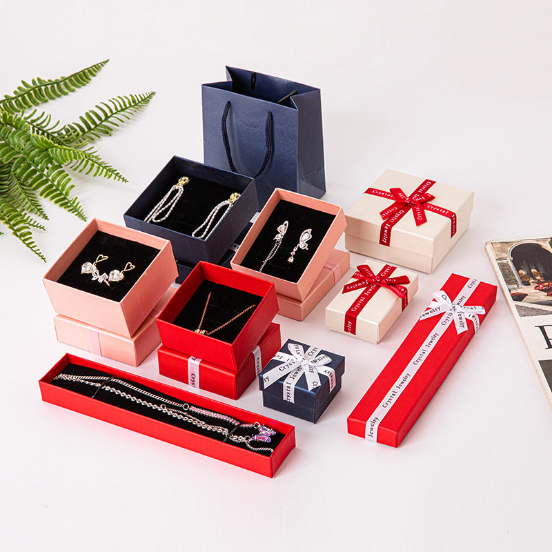 Factory in stock holiday English letter jewelry box bow multi-size jewelry box Jewelry necklace gift box