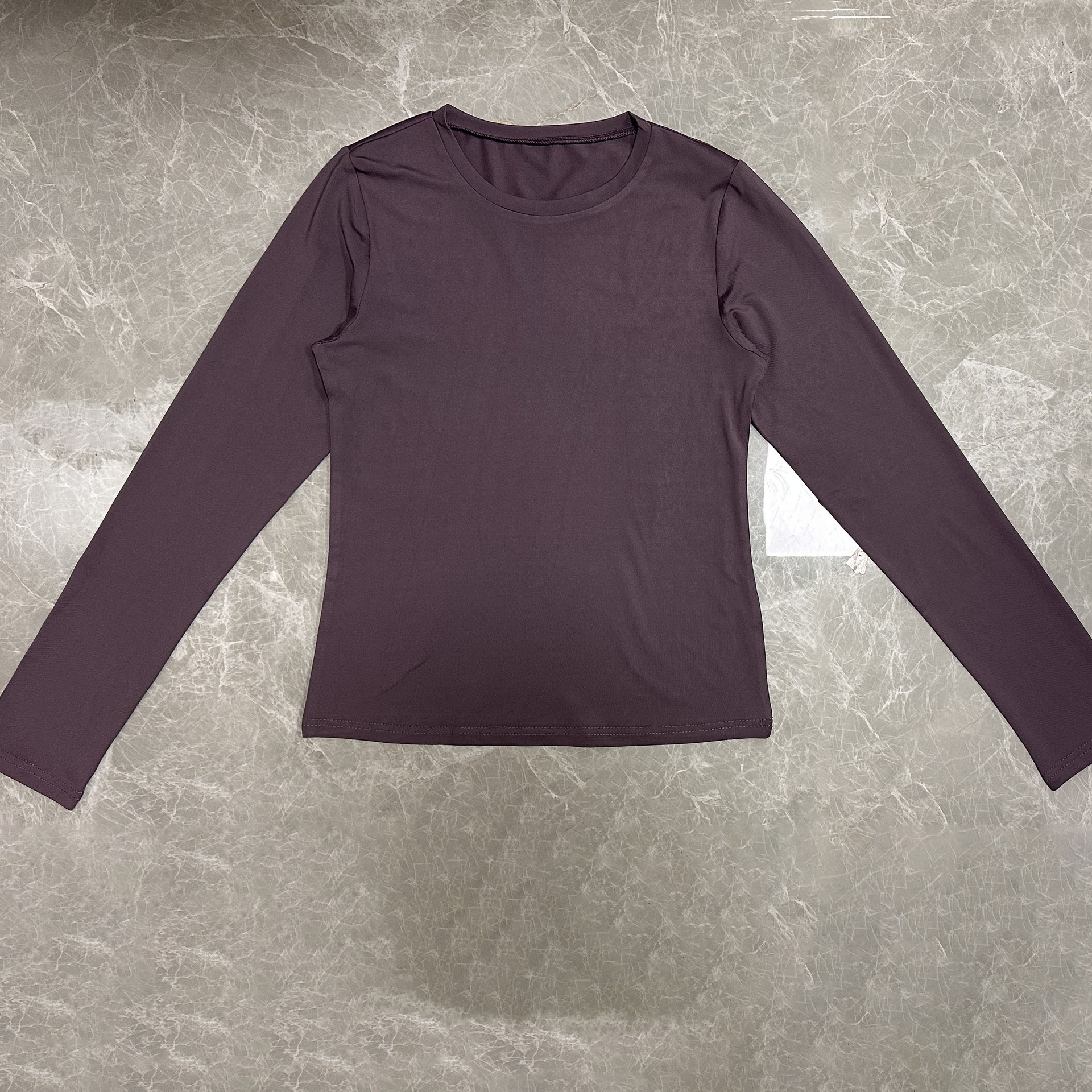 欧美女装休闲长袖t恤春秋纯色修身套头衫t恤女街装打底衫上衣