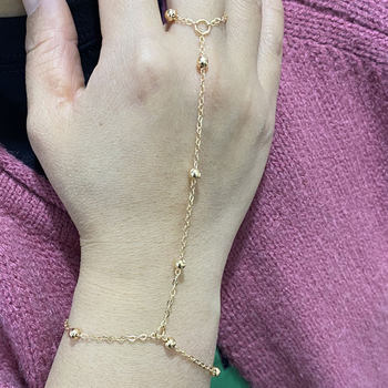 Cross-border hot-selling metal ball bracelet women's simple ins cold wind imitation pearl slave chain with finger jewelry wholesale