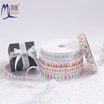 Cross Border Color Easter Bunny Printed Thread Belt DIY Bow Gift Holiday Decorative Egg Ribbon
