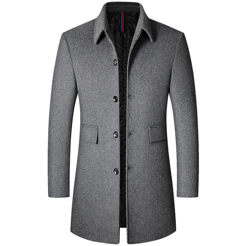 Mens Wool Blend Overcoat Mid Length Autumn Winter Wear Available in Gray and Black Wholesale