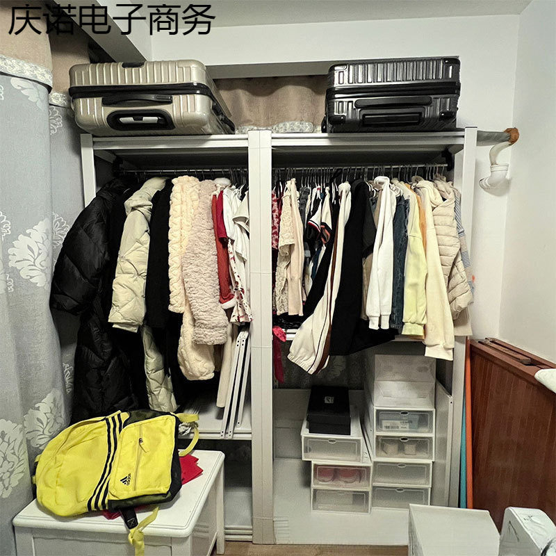 Shelf Stainless Steel Storage Rack Clothes Drying Rod Simple Wardrobe Hanging Clothes Accessories Hanging Piece Crossbar Clothes Hanger Clothes Hanger Wardrobe