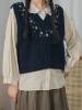 V-Neck Embroidered Knitted Vest for Women, Retro Floral Niche Design Sweater Vest, Fashionable and Versatile
