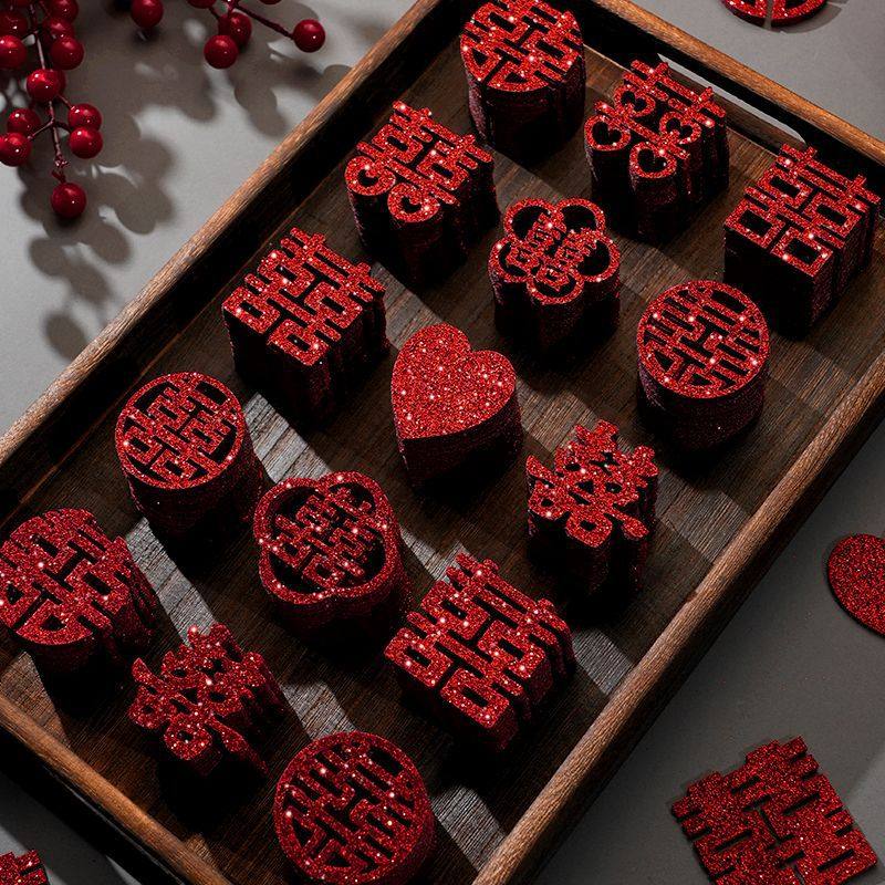 Wedding Bed Mini Hand Throwing Happy Character Wedding Room Layout Decoration Throwing Creative Wedding Fruit Plate Happy Stairs Small Happy Son