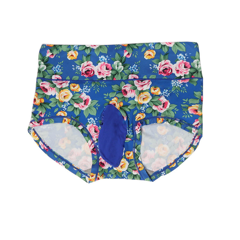 Men's Sexy Floral Underwear, Large Size, Breathable, Silky Smooth Jj Cover, Erotic Floral Triangle 100kg High-Waisted Breathable