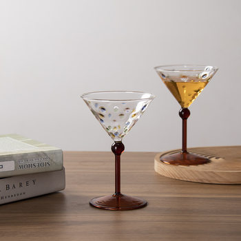 Creative Small Fresh Color Wave Dot Red Wine Glass Home Tall Cocktail Glass Champagne Glass Vintage Sweet Wine Glass