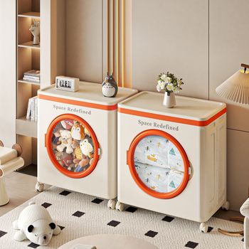 Clothes Storage Box Large Capacity Household Flip-Top Storage Box with Pulleys Can Fold Clothes and Quilts for Storage