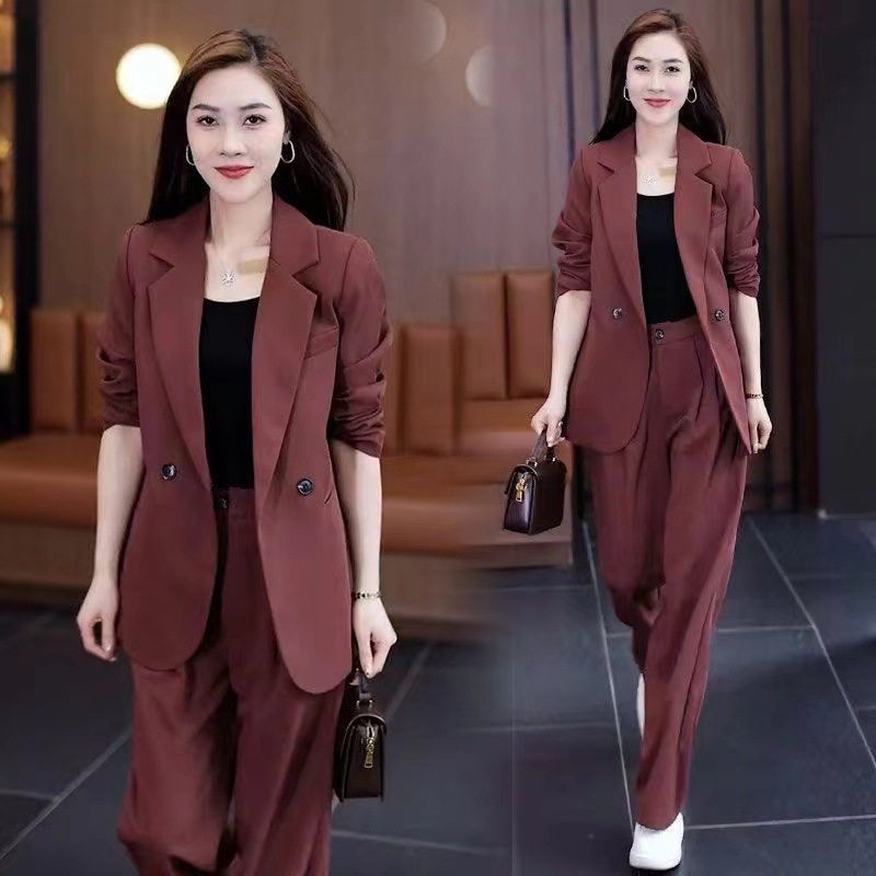 Professional plus size Suit suit 2025 Spring New Loose Slim Casual Suit Jacket Wide Leg Pants Two-piece Set