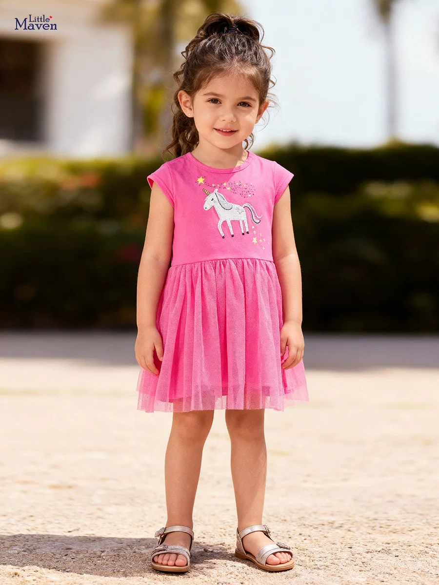 Girls' Tulle Dress, Cute Cartoon Kids' Skirt, Summer Cotton Kids' Dress